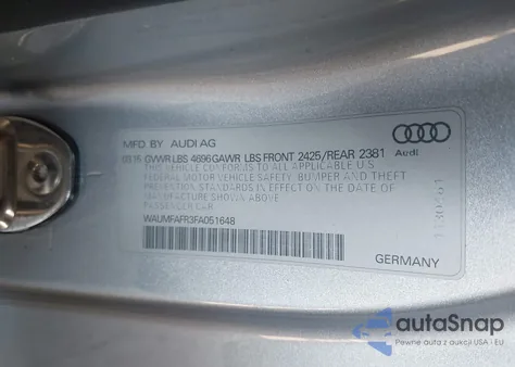 2015 Audi A5 2.0T Premium from USA, damaged, VIN WAUMFAFR3FA051648